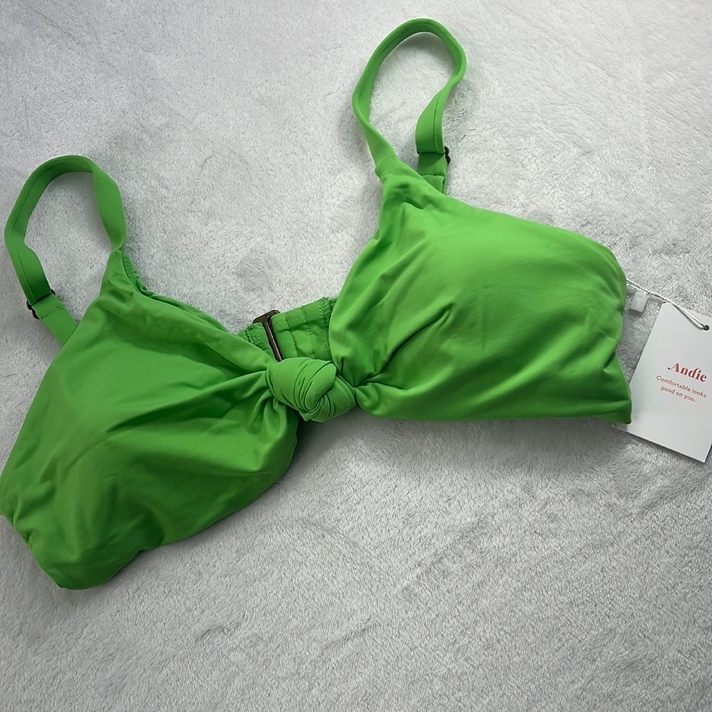 NWT Andie XXL Green NPLM The Santorini Knot Tie Bikini Bathing Suit Top‎